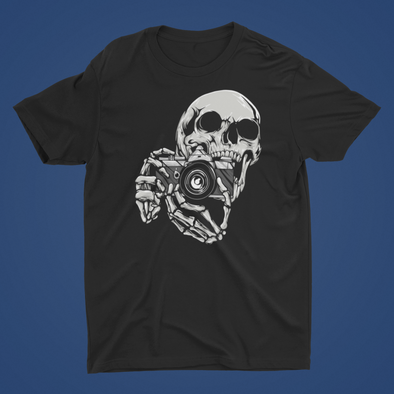 Capture the Perfect Shot with a Touch of the Macabre: The "Smile, No Text Version" T-Shirt