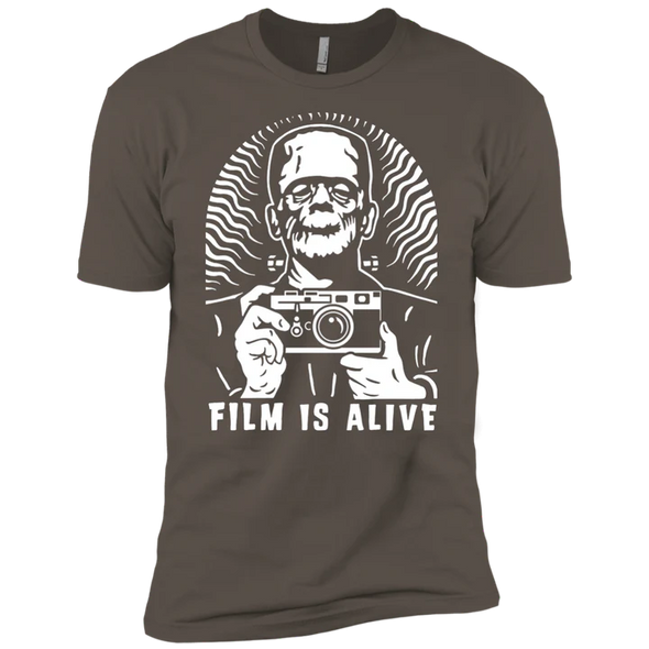 Film is Alive "Frank & His Camera" Premium Short Sleeve T-Shirt WARM GREY 4XL MEN'S CLEARANCE