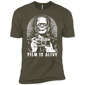 Film is Alive "Frank & His Camera" Premium Short Sleeve T-Shirt MED MILITARY GREEN CLEARANCE