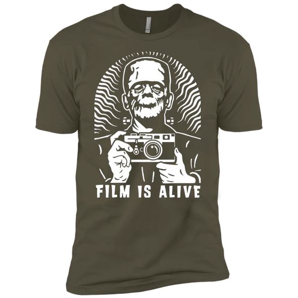 Film is Alive "Frank & His Camera" Premium Short Sleeve T-Shirt MED MILITARY GREEN CLEARANCE