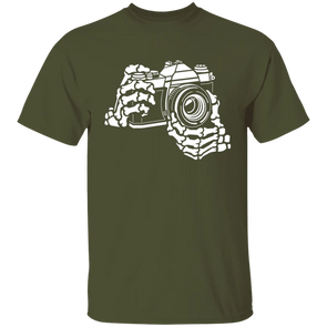 Skeleton Hands 35mm SLR Film Camera T-Shirt SMALL MILITARY GREEN CLEARANCE