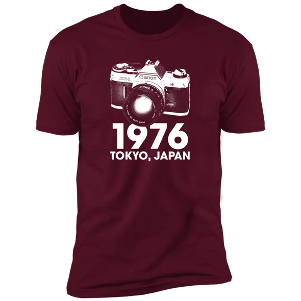 Canon AE-1 35mm Film SLR Camera Premium Short Sleeve T-Shirt, SMALL, MAROON, CLEARANCE