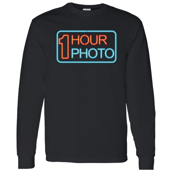 1 Hour Photo Neon Sign Long Sleeve T-Shirt 5.3 oz.