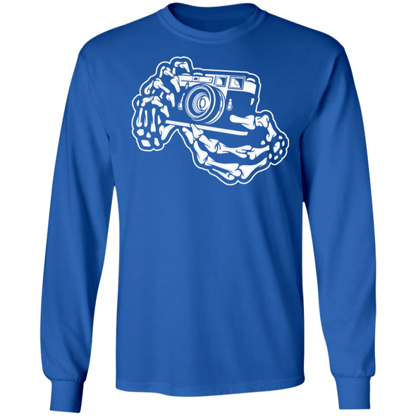 Skeleton Hands Rangefinder 35mm Film Camera Long Sleeve Cotton T-Shirt