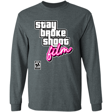 Stay Broke, Shoot Film - Retro Video Game Style Long Sleeve T-Shirt 5.3 oz.