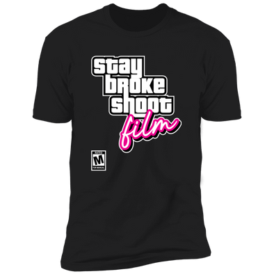 Stay Broke, Shoot Film Retro Video Game Style Premium Short Sleeve T-Shirt