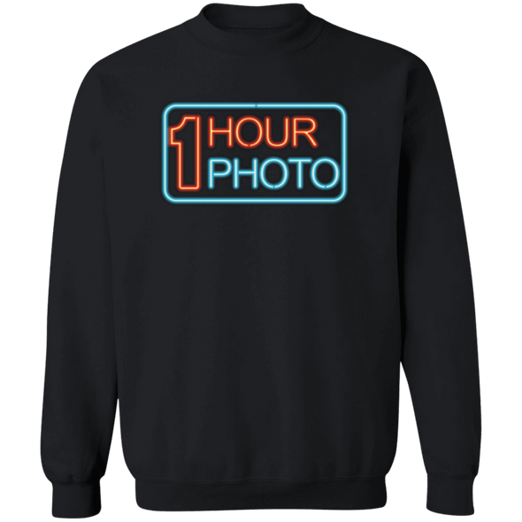 1 Hour Photo Neon Sign Crewneck Pullover Sweatshirt