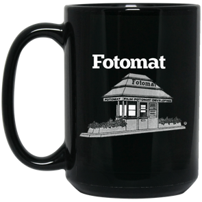 Fotomat Tribute Photo Development Kiosk Dark Monochrome 15oz White Mug15oz Black Mug