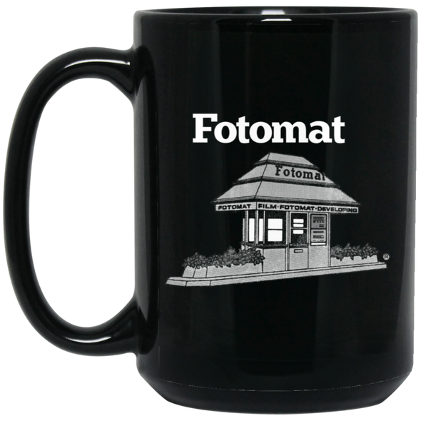 Fotomat Tribute Photo Development Kiosk Dark Monochrome 15oz White Mug15oz Black Mug