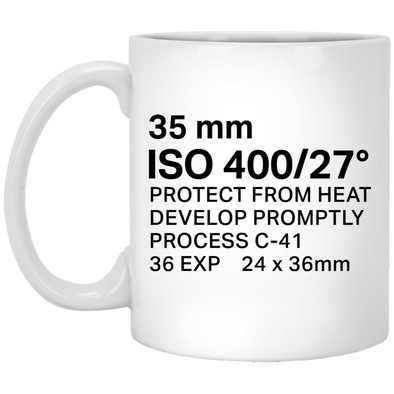 35mm Film Package Info 11oz White Mug