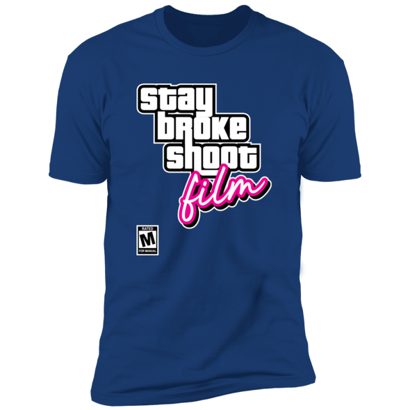 Stay Broke, Shoot Film Retro Video Game Style Premium Short Sleeve T-Shirt