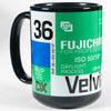Fujifilm Fujichrome Velvia 35mm Film 15oz Black Mug