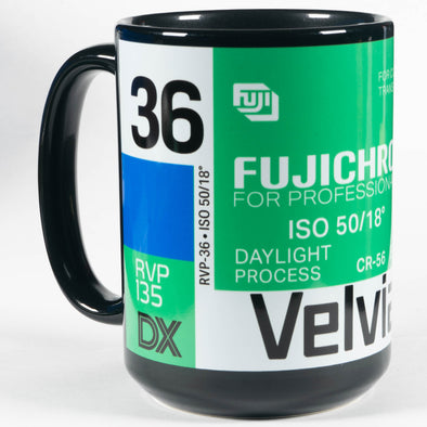 Fujifilm Fujichrome Velvia 35mm Film 15oz Black Mug