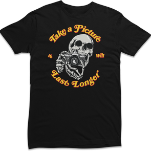 Take a Picture, It Will Last Longer ShootFilmCo Skeleton 35mm SLR Premium Short Sleeve T-Shirt