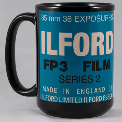 Ilford FP3 15oz Black Mug – A Vintage Tribute to Classic British Black & White Film