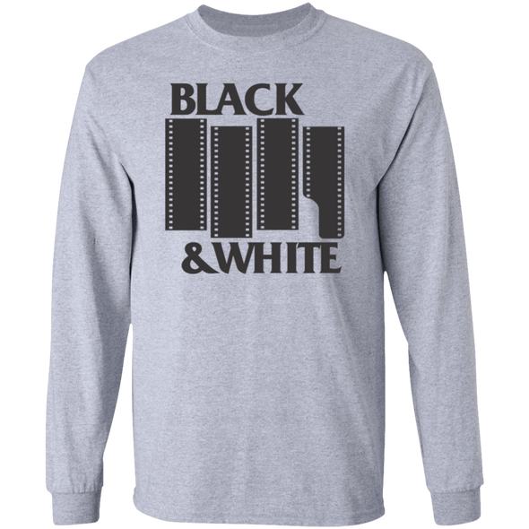 Black and White Black Flag Tribute Long Sleeve Cotton T-Shirt - Shoot Film Co.